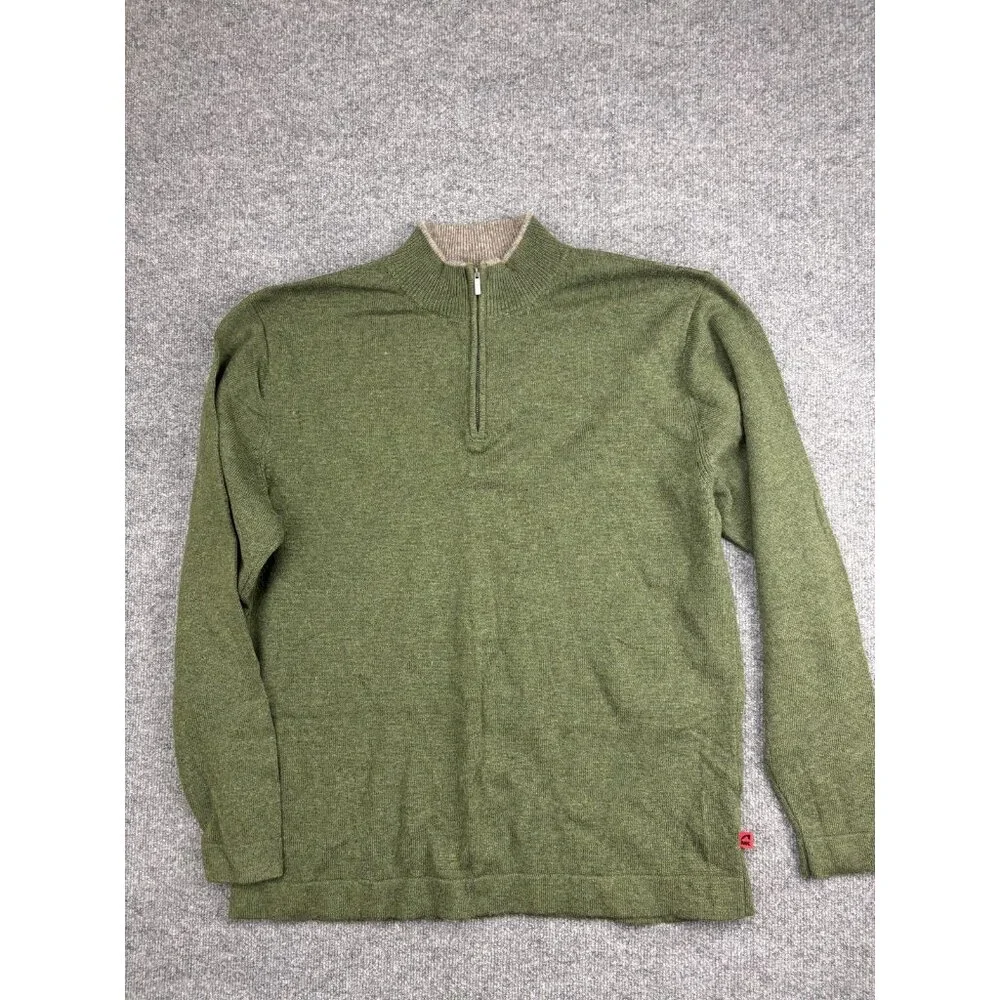 Mountain Khakis Sweater Mens‎ 2XL Green Merino Wool 1/4 Zip Mock Neck Pullover